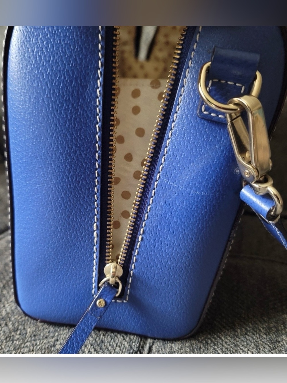 Kate Spade Wellesley Alessa Holiday Blue Leather Satchel Crossbody Bag - EUC - Picture 6 of 15
